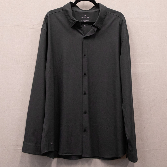 01. Algo Mini Check grey button down shirt-XXL - Picture 1 of 5